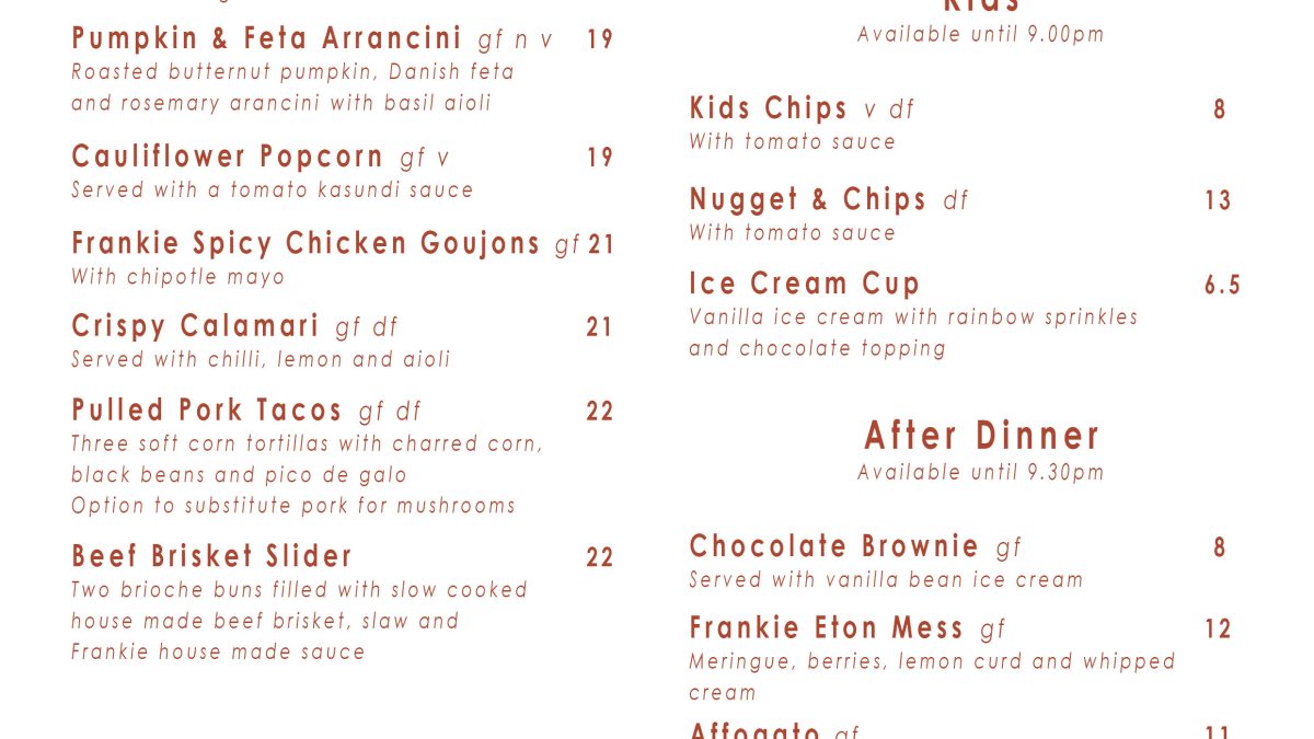 Night Menu